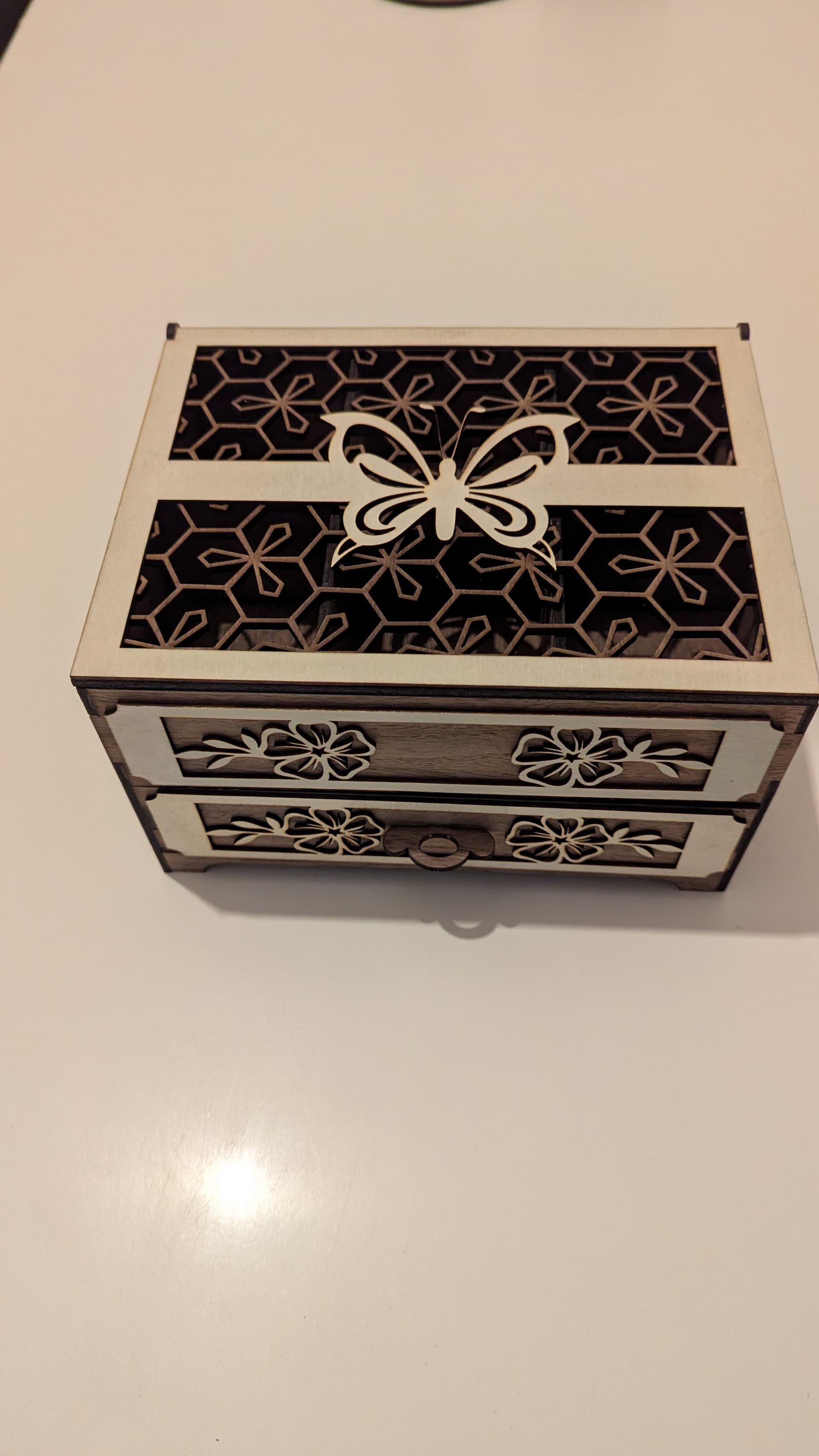 Boîte à bijoux en bois à 2 tiroirs