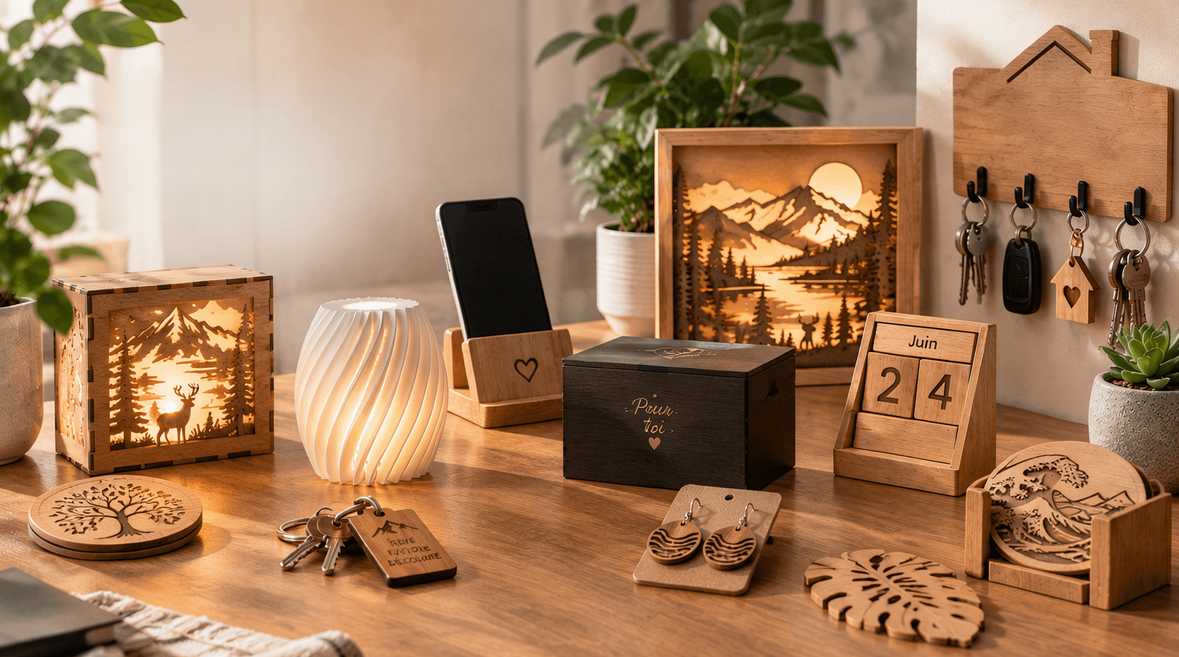 Artisanat numérique premium - décoration laser et impression 3D